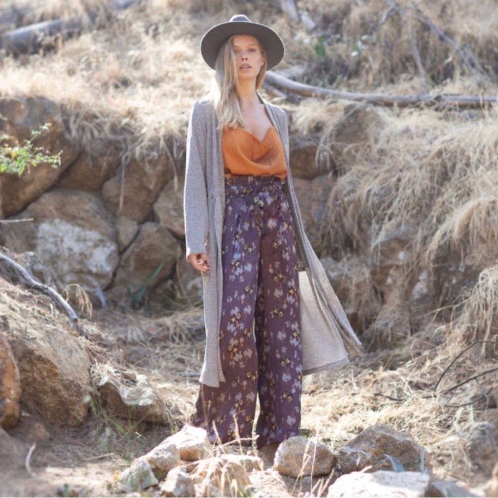 Wanderlux Animal Print Satin Wide Leg Pants